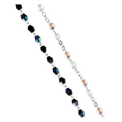 Chapelet 33 jours crucifix métal grains noirs et transparents 5 mm 3