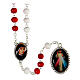 Rosary of Divine Mercy, metal and wood, white and red beads of 7 mm s1
