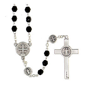 Rosary of Saint Benedict, metal and plastic, 5 mm black beads