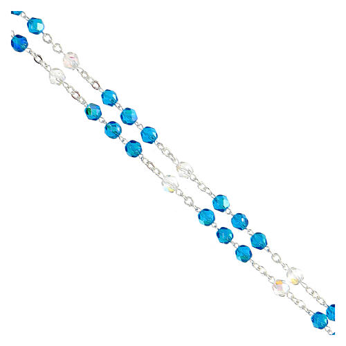 Rosary of Saint Joseph, metal and plastic, clear and blue beads of 6 mm 3
