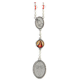 Sacred Heart of Jesus metal rosary with heart-shaped beads 5 mm