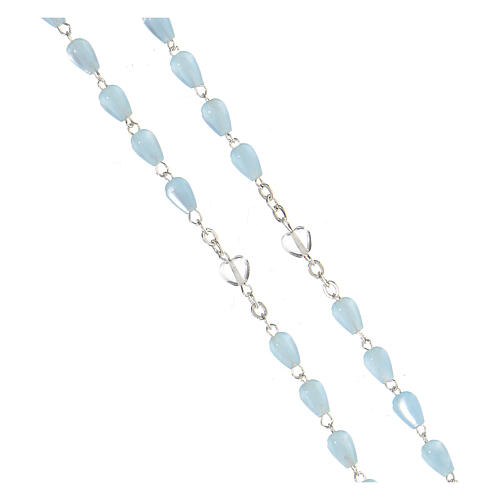 Terço metal Sagrado Coração de Maria contas cor azul-turquesa 7x5 mm 3