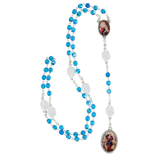 Rosenkranz der Knotenlöserin Madonna Metall türkisfarbene Perlen 6 mm 4