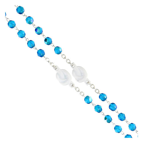 Rosary of Mary Untier of knots, 6 mm light blue beads and metal 3