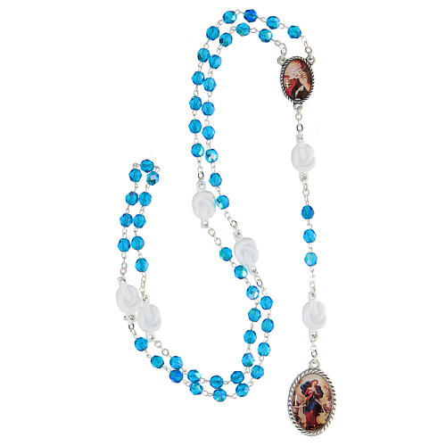 Rosary of Mary Untier of knots, 6 mm light blue beads and metal 4