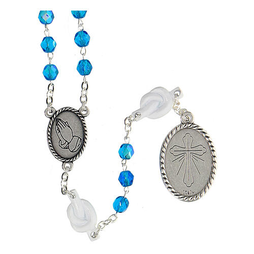 Rosario metal Virgen que desata los nudos granos turquesas 6 mm 2