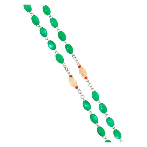 Rosary of Our Lady of Health, white and green beads of 8 mm, metal and plastic 3