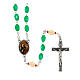 Our Lady of Good Health rosary in metal, 8 mm white and green beads s1