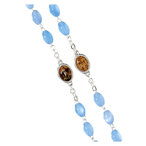 Rosenkranz der Unbefleckten Metall blaue Perlen 9x6 mm Umfang 75 cm 3
