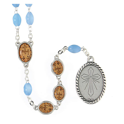 Rosario Inmaculada metal granos azules 9x6 mm circunferencia 75 cm 2