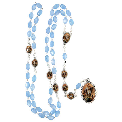 Immaculate Mary rosary metal blue beads 9x6 mm circumference 75 cm 4
