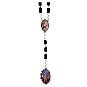 Rosary of Our Lady of Sorrows, black cylindrical beads of 9x5 mm, wood and metal