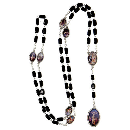 Rosary of Our Lady of Sorrows, black cylindrical beads of 9x5 mm, wood and metal 4