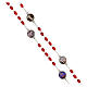 Precious Blood Rosary metal, white and red plastic wood beads 5 mm s3