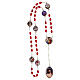 Precious Blood Rosary metal, white and red plastic wood beads 5 mm s4