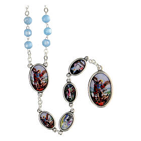 Rosary of Saint Michael, light blue plastic beads of 6 mm