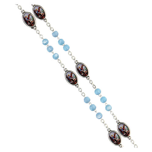 Rosary of Saint Michael, light blue plastic beads of 6 mm 3
