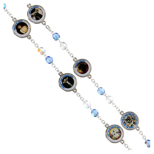 Rosary of Saint Brigid, clear and light blue plastic beads of 7 mm 3
