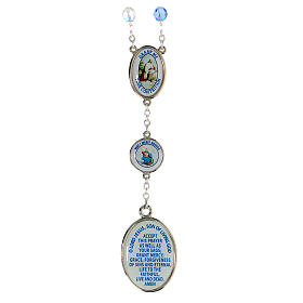 Chapelet Sainte Brigitte grains plastique turquoise et transparent 7 mm circonférence 90 cm