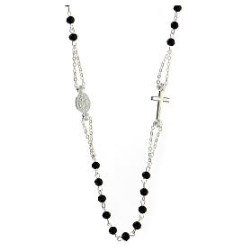 Black rosary choker, zamak and glass, Miraculous Medal and 3 mm beads