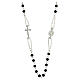 Black rosary choker, zamak and glass, Miraculous Medal and 3 mm beads s1