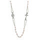 Pink rosary choker, zamak and glass, Miraculous Medal and 3 mm beads s1