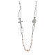 Pink rosary choker, zamak and glass, Miraculous Medal and 3 mm beads s2
