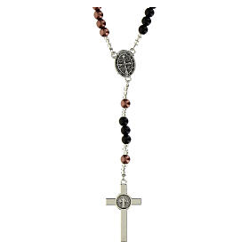 Rosario San Benedetto grani similperla nero e bronzo 6mm