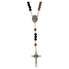 St. Benedict Rosary Black and Bronze Imitation Pearl Beads, 6mm