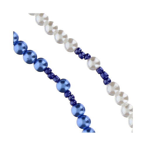 Guardian angel rosary with 0.24-inch blue and white pearl-like beads 3