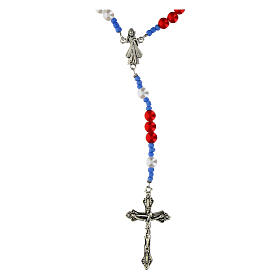 Rosario Jesús Misericordioso perlas sintéticas rojas 4 mm