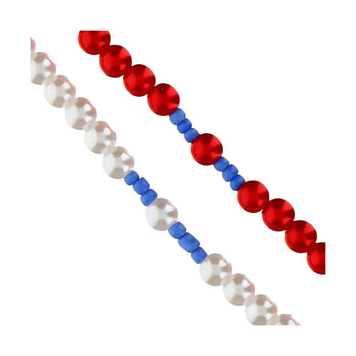 Różaniec Jezusa Miłosiernego imitacja perły czerwony, 4mm 3