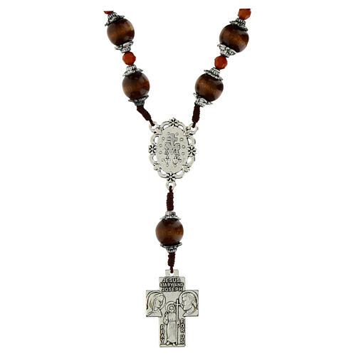 Single decade rosary of Our Lady of Graces, brown wood beads of 0.47 in with double cap 2