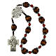 Single decade rosary of Our Lady of Graces, brown wood beads of 0.47 in with double cap s3