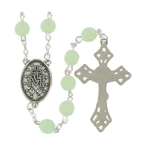Our Lady of Graces rosary, 0.31-inch fluorescent plastic rose-shaped beads 2