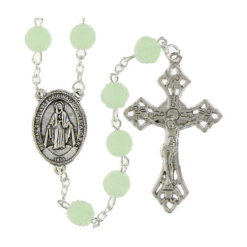 Rosario Virgen Milagrosa granos en forma de rosa plástico luminoso 8 mm 1