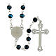 Rosario Madonna Guadalupe grani vetro screziato blu 6mm s2