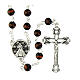 Rosario Gesù Misericordioso grani in vetro nero screziato rosso 6mm s1