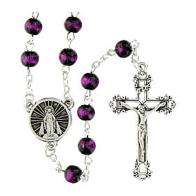 Miraculous Madonna Rosary with 6mm Amethyst Mottled Glass