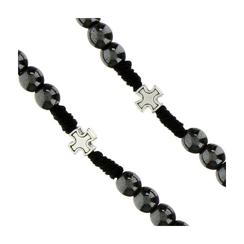 Rosario San Benedetto con grani in ematite 6mm pater in metallo 3