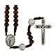 St. Joseph rosary, 0.24-inch brown wood beads and metal Our Father beads s1