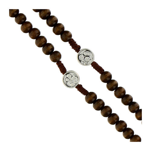 Rosario San Giuseppe grani in legno marrone 6mm pater in metallo 3