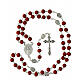 Chapelet Sacré-Cœur de Jésus grains bois rouges 8 mm s4