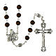 Rosario Padre Pio grani in legno marrone pater metallo 8mm s1