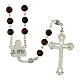 Rosario Padre Pio grani in legno marrone pater metallo 8mm s2