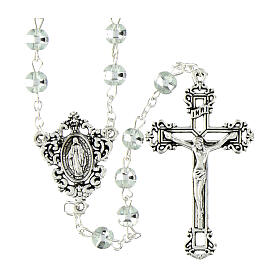 Rosario Madonna miracolosa grani in vetro trasparente 6mm