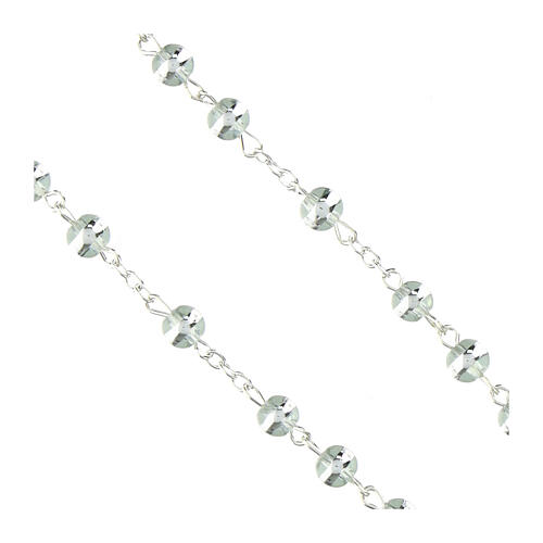 Rosario Madonna miracolosa grani in vetro trasparente 6mm 3