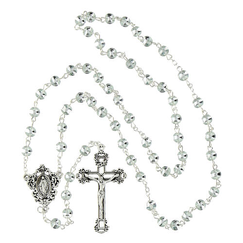 Rosario Madonna miracolosa grani in vetro trasparente 6mm 4