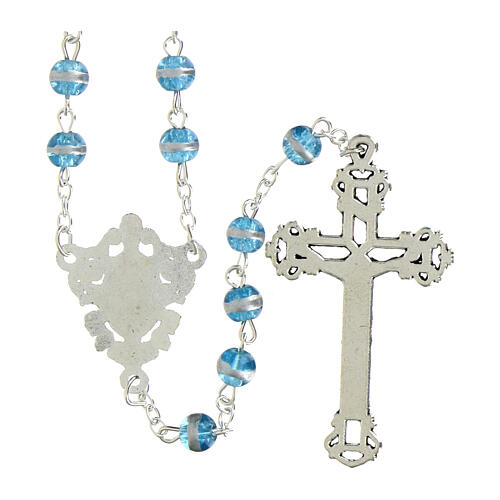 Chapelet Vierge Miraculeuse en verre bleu 6 mm 2