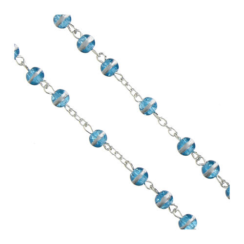 Chapelet Vierge Miraculeuse en verre bleu 6 mm 3
